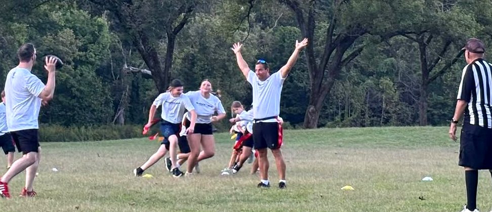 Celebration during Covenant Church flag football