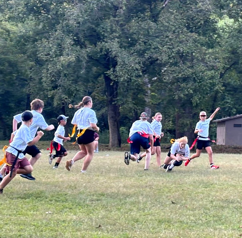 Kids in action on the flag football field